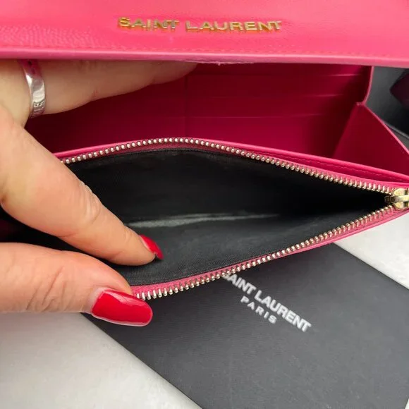 Yves Saint Laurent Pink caviar Leather Bi-fold Long Wallet - Picture 15 of 15
